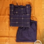 Checked Raw Silk Elegance - Navy Blue