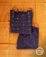 Checked Raw Silk Elegance - Navy Blue