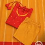 Elegance Raw Silk - Ruby Red & Mustard