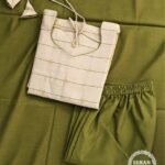 Elegance Raw Silk Set - Olive & Ivory