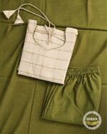 Elegance Raw Silk Set - Olive & Ivory