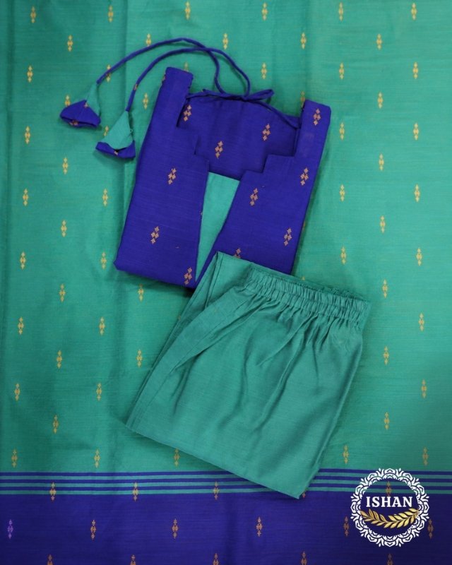 Graceful Raw Silk - Royal Teal & Purple