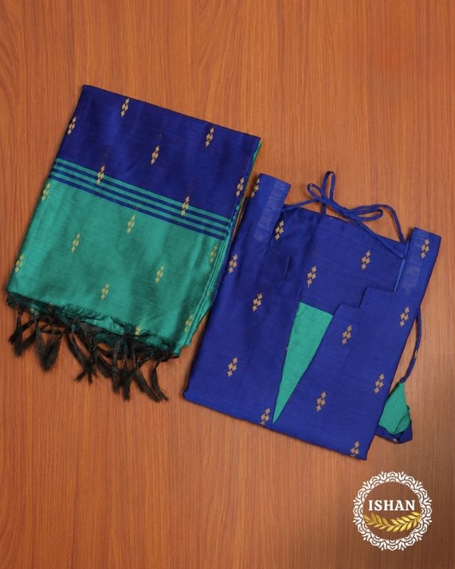 Graceful Raw Silk - Royal Teal & Purple1
