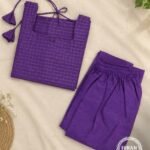 Madhubani Art Raw Silk - Purple Checks2