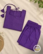 Madhubani Art Raw Silk - Purple Checks2
