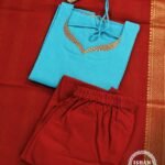 Mangalagiri Cotton Elegance – Turquoise & Maroon