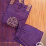 Mangalagiri Cotton Purple Suit Set with Gold Border Dupatta