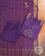 Mangalagiri Cotton Purple Suit Set with Gold Border Dupatta1