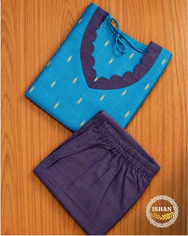 Navy Raw Silk Festive Set