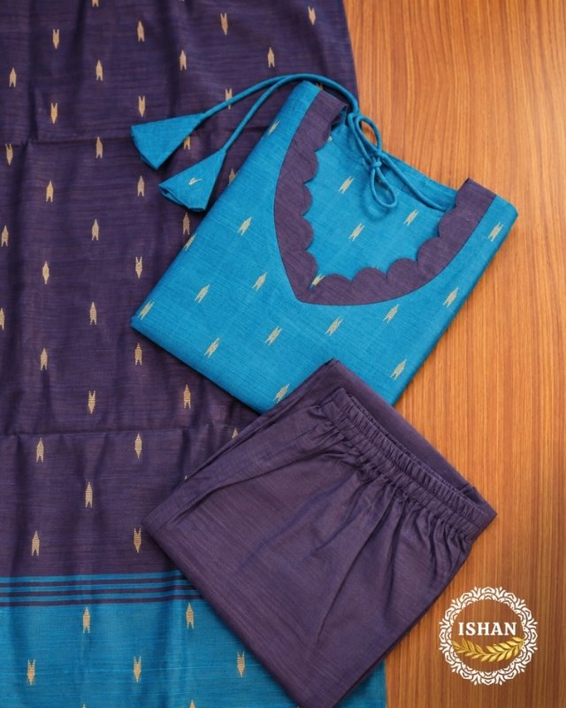 Navy Raw Silk Festive Set1
