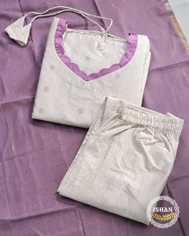 Peach & Lavender Elegance Raw Silk Set
