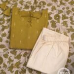 Raw silk—Olive Green & Ivory